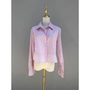 NEW CISSA women's bib long sleeve button down shirt in gentleman's pink